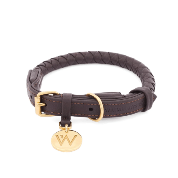 collier laisse william walker tresse a la main twisted cuir de vache