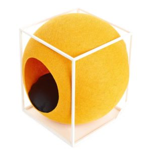 cube meyou panier design pour chat jaune